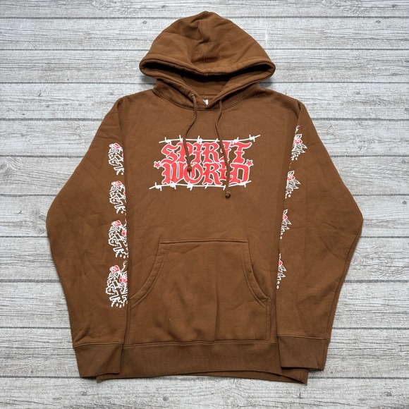 Independent Trading Company Other - SpiritWorld Helldorado Hoodie Men's Medium Brown Fleece Streetwear Grunge Tattoo